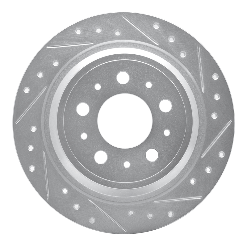 Volvo V70 Brake Rotor (1) - Rear Right - R1 Concepts - Drilled & Slotted - Silver - `98-`00